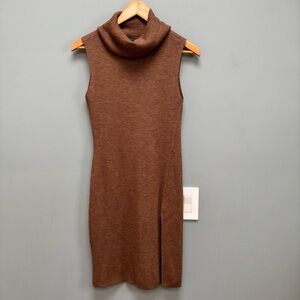 BCBGMaxAzria Merino Wool Brown Sleeveless Turtleneck Dress / Tunic in Toffee S
